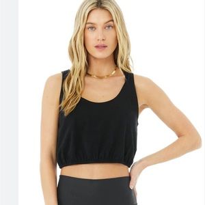 NWT ALO Yoga Cool Breeze Black Cropped Tank Top